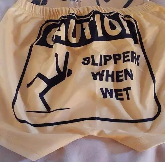 Slippery When Wet Shorts- Yellow